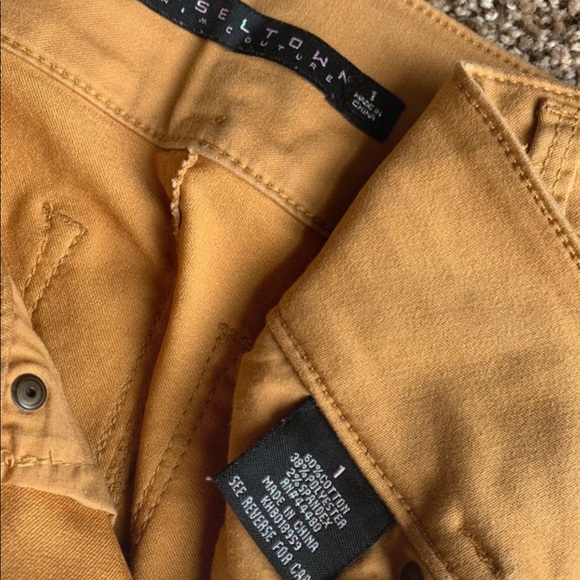 Size 1 High Waisted Gold/Mustard Skinny Pants - Picture 3 of 4